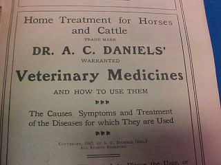 1907 DR DANIELS VETERINARY MEDICINE Advertising BOOKLET 3