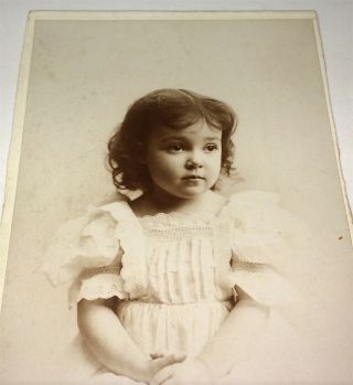 Antique Victorian American Adorable Fashion Little Girl,  Studio Cabinet Photo