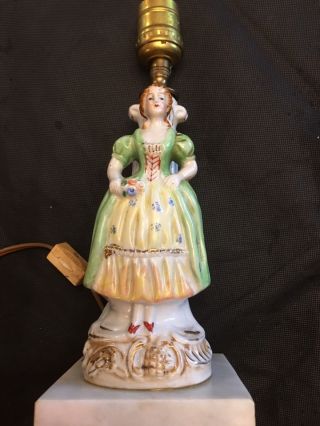 Vintage Antique Figural Lamp Porcelain Victorian Woman