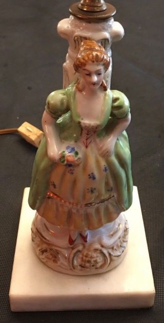Vintage Antique Figural Lamp Porcelain Victorian Woman 3