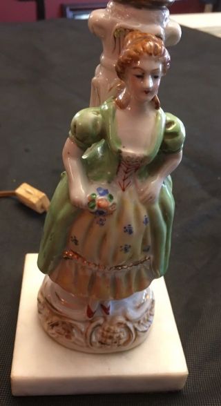 Vintage Antique Figural Lamp Porcelain Victorian Woman 5