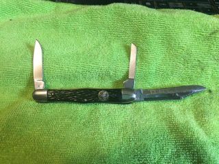 Vintage Camillus Boy Scout 3 Blade Pocket Knife Usa 3 1/2 " Stag Handle