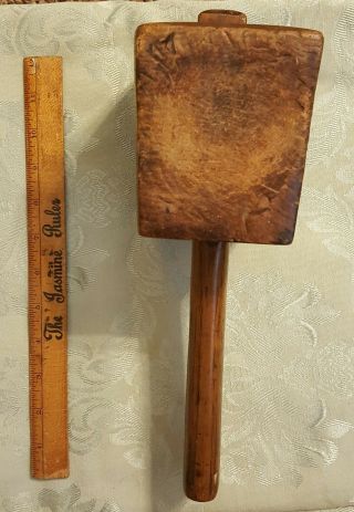 Vintage Wood Mallet Woodworking Hammer Primitive Carpenter Tool 2
