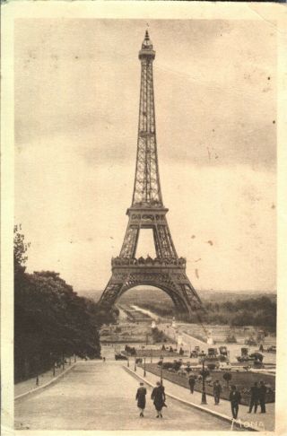 C1910 Antique Eiffel Tower Postcard Paris Memory Tour France Panorama