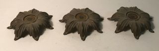 Antique Matching Set Of 3 Brass Bobeche With 7 Holes For Prisms For Lamp Fixture