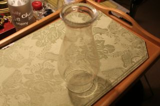 Vintage Beaded Rim Clear Glass Hurricane Oil Lamp Shade Chimney Globe 8 1/4 "