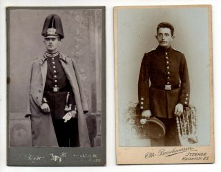 2 Antique Cdv Carte De Visite German Soldier Officer Photographs