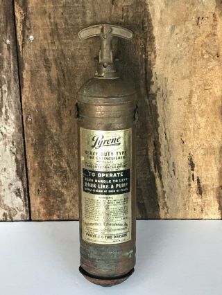 Pyrene - Model C21 - 1qt Brass Fire Extinguisher - Fyr - Fyter - Vintage