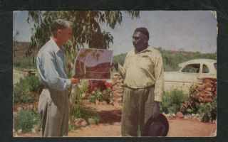 S916) Inlander Post Card Of Albert Namatjira & Rex Batterbee Discussing Art 1953
