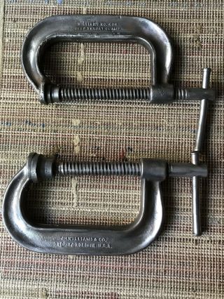 2 Vintage Williams (snap - On) " C " Clamps Deep Throat Model Cc - 404 Usa