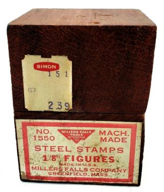 Vintage Millers Falls 1/8 " Number Punch Set Metal Die Steel Stamps 1550 Usa
