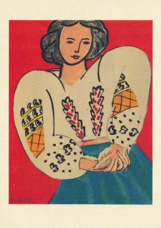 The Roumanian Blouse 1940 Sign Paint By Henri Matisse 1991 Vintage Art Postcard