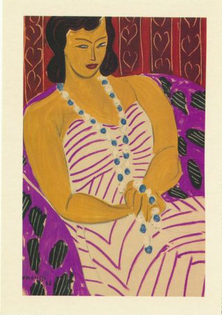 Woman In A White Dress - Signed Paint By Henri Matisse 1991 Vintage Art Postcard