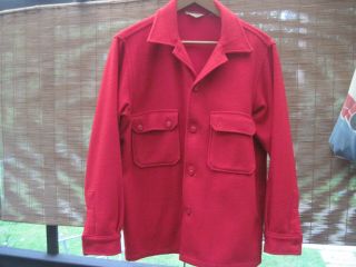 Vintage Official Boy Scout Red Wool Shirt Sz44