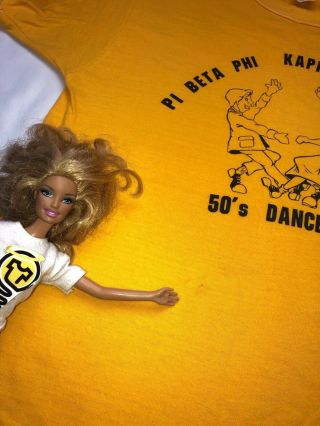 Vintage Mens M 1979 70s Pi Beta Phi Kappa Alpha Theta Fraternity Yellow T - Shirt 6