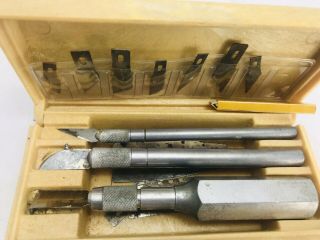 Vintage X - acto Knife Set With 3 Handles Multiple Blades 2