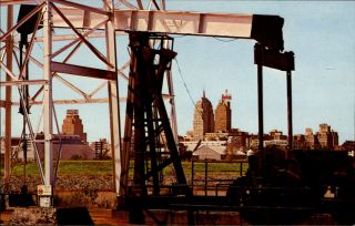 Skyline Of Oklahoma City Oil Derricks And Pumps