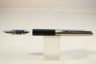 Vintage (1998) Parker 15 Demonstrator Fine Fountain Pen,  Black with Chrome Trim 2