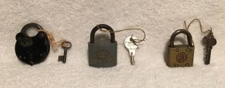 Vintage Ace & Reese Cylinder,  Antique Padlock Lock Keys All In Order