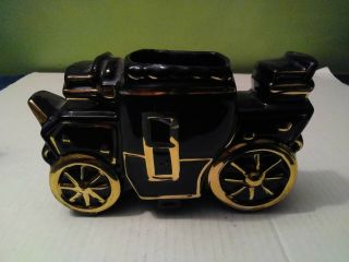 Vintage Coach Tv Lamp & Planter - Black With Gold Gild - Stage Coach - Carriage