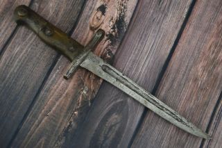 1890 Antique Ottoman Dagger Bayonet Crescent And Star Etched Jambiya Sword