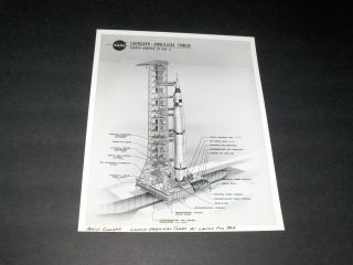 Vintage 6 - 11 - 64 Nasa Artist Concept Launch Umbilical Tower Lc - 39 Pad A B&w Photo