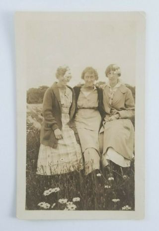 Antique Photo Women In Field Of Daisies Interlaken Nj 1916 Double Exposure