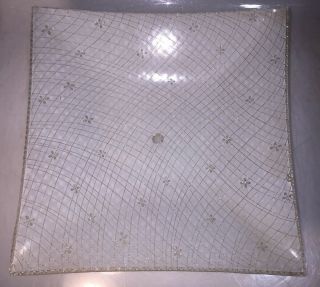 Vintage Mid Century Square Clear And Frosted Glass Ceiling Light Shade