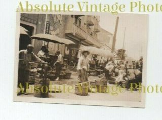 Old Photograph Chinese Street Market Shanghai China Vintage 1930s