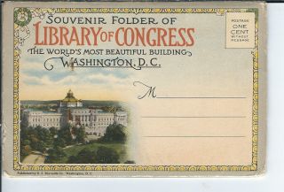 Au - 152 - Four Souvenir View Folders Washington Dc Library Of Congress Vintage
