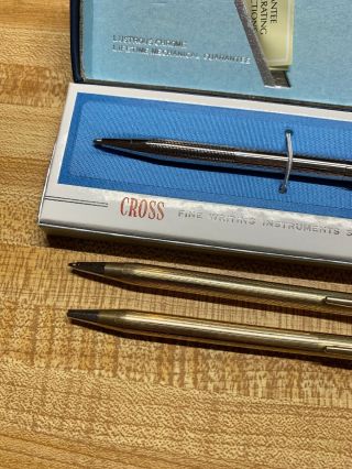 Cross Classic Pens (3) 1 Chrome And 2 Gold Filled,  Vintage,  USA Made 3