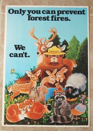 Vintage Smokey Bear Poster Only You Can Prevent Forst Fires.  18.  5x13 "
