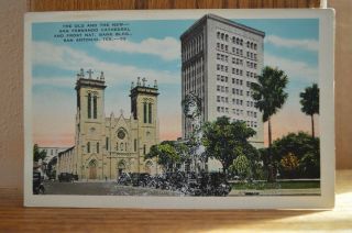 C1930 Old & San Fernando Cathedral Frost National Bank San Antonio Texas Pc