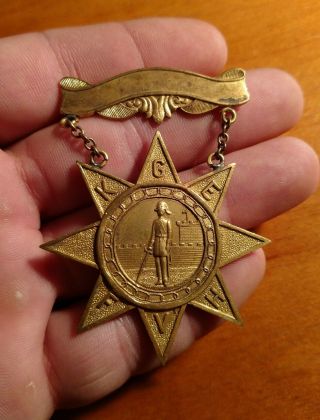 Antique Knights Of The Golden Eagle Kge Fvh Large Masonic Badge Pin Medal 1891