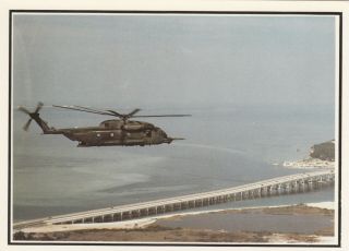 Florida,  1960 - 70s; Mh - 53h Pave Low Helicopter Flying Over Destin Bridge