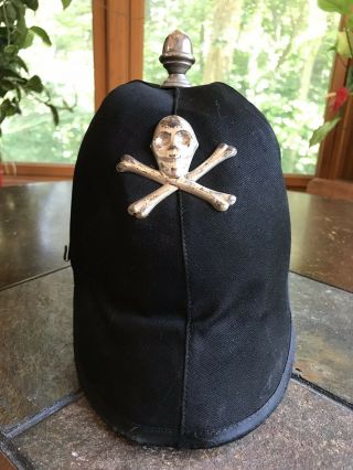 Antique Odd Fellows Spiked Helmet Skull & Cross Bones Black Ioof