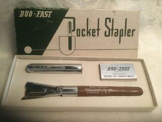 Duo Fast Pocket Stapler Pen Vintage Cross Grave Co.  Syracuse Ny Euc