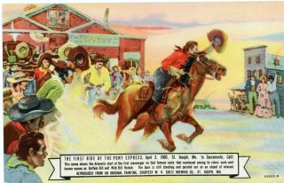 Ad M.  K.  Goetz Brewing Co Pony Express First Ride Postcard Circa 1960 