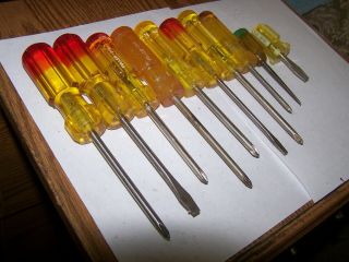 Vintage Screwdrivers 9 Screwdrivers & Awl Fuller Mfg.  Philips And Standard Usa