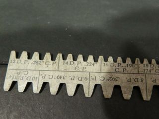 VINTAGE THE OHIO GEAR CO.  ADVERTISING GEAR TOOTH GAUGE PITCH BUSINESS CARD TOOL 6