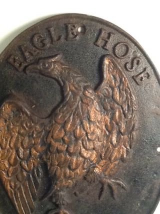 Vintage Antique Eagle Hose No.  2 Cast Iron Fire House - Fireman Wall Plaque 3