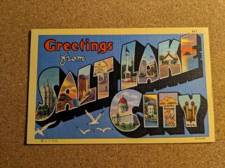 Utah,  Salt Lake City.  Large Letter Vintage Postcard.  Curteich.  Not.