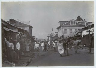 Photo Of Busy Street In Africa Or Possibly West Indies C1900s