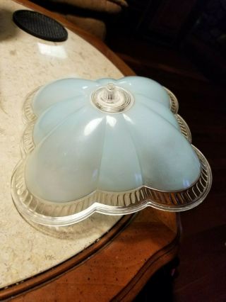 Vintage Blue & Clear Plastic Clip On Ceiling Light Cover
