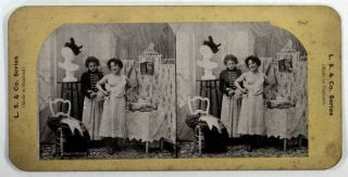 Old Antique 19th Century Stereo View L.  S.  & Co Series Erotic Risque Dressing No 5