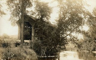 Orleans,  Vt Rppc Railroad Covered Bridge C1920 Rare