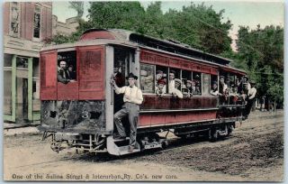 1909 Kansas Postcard " One Of Salina Street & Interurban Railway Co.  Cars "