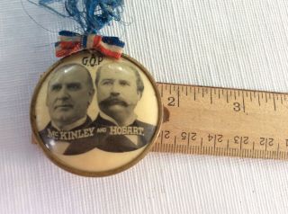 HTF McKinley And Hobart Badge Button Ribbon Inauguration 2 Sided Celluloid Pin 6
