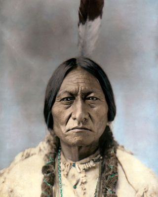 Chief Sitting Bull Native American Indian Sioux 8x10 " Hand Color Tinted Photo