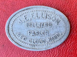 J.  E.  Ellison Billiard Parlor Red Cloud Nebraska Antique 5¢ Ne Trade Token Pool